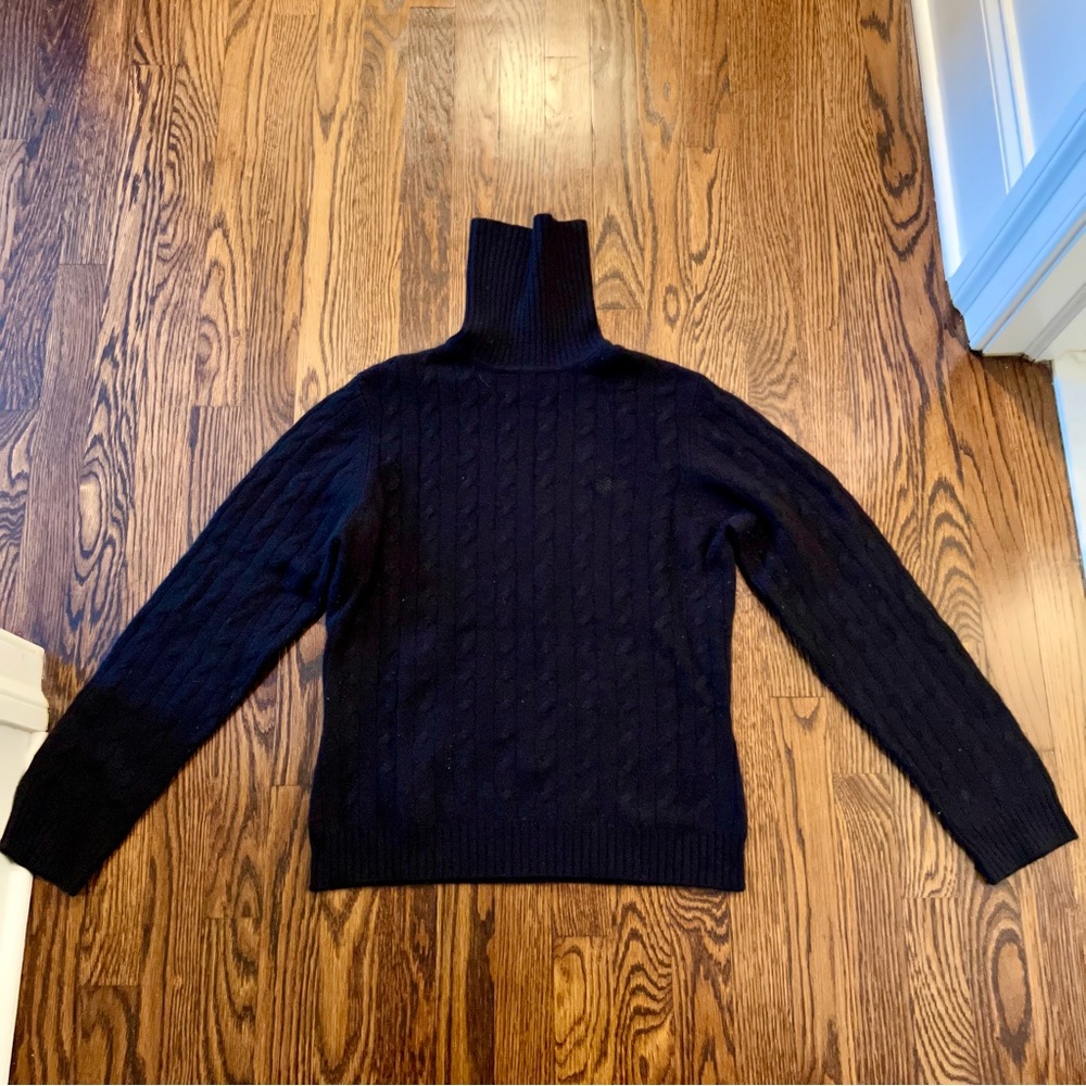 Lilly Pulitzer Black Cashmere Cable Knit Turtleneck Sweater